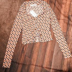 Ruched Long Sleeve Shirt NWT